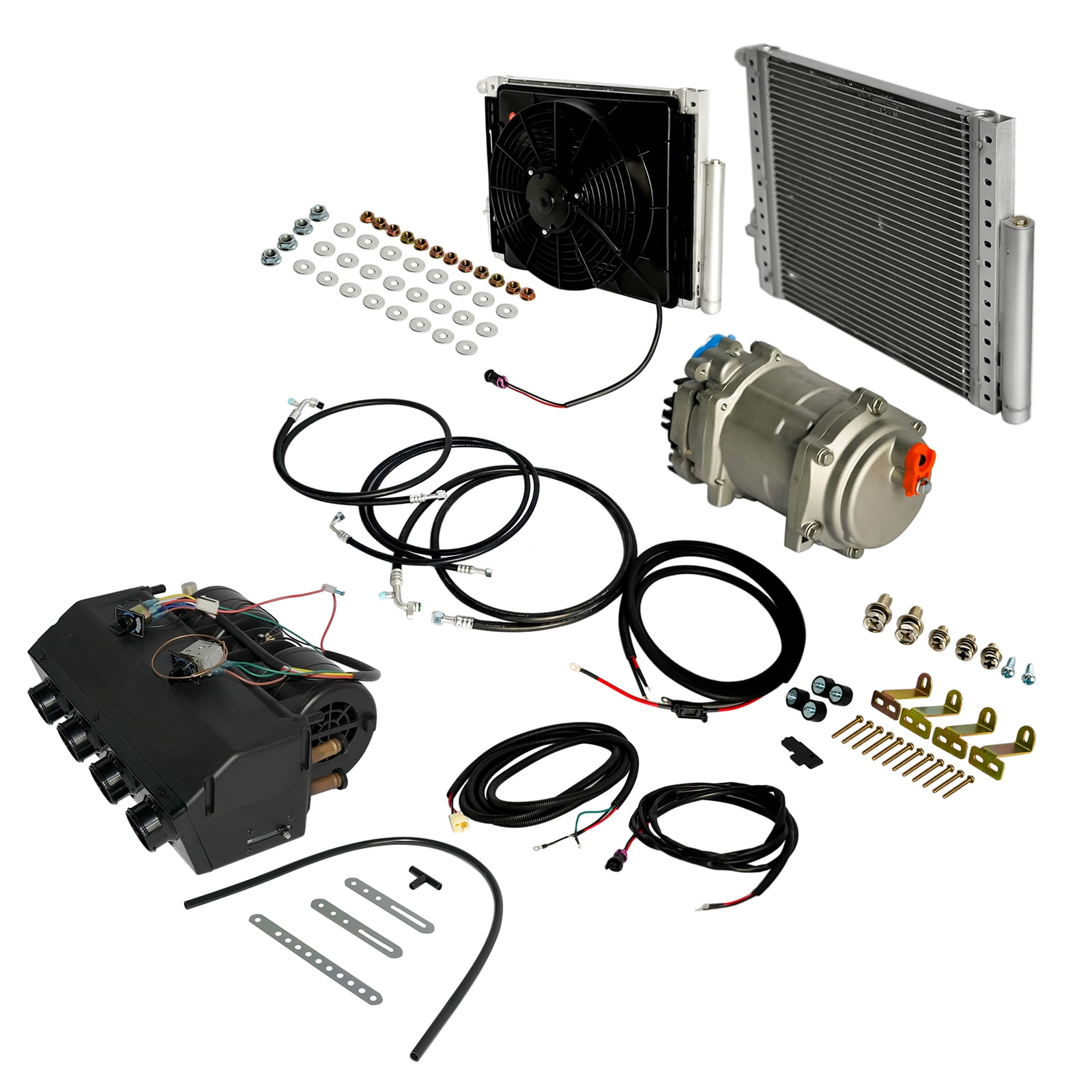 Mustrod 12V Universal Underdash Car Air Conditioner Electric A/C Unit Kit Compressor Cooling