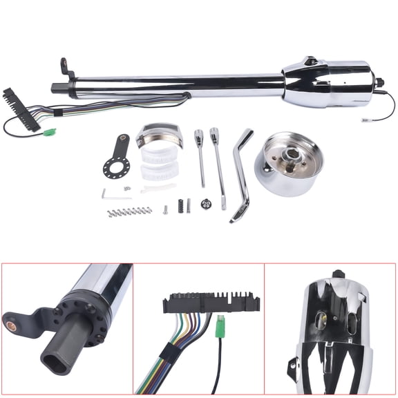 Mustrod 28" Hot Rod Automatic Stainless Tilt Steering Column Chrome Column Floor Shift with Adapter