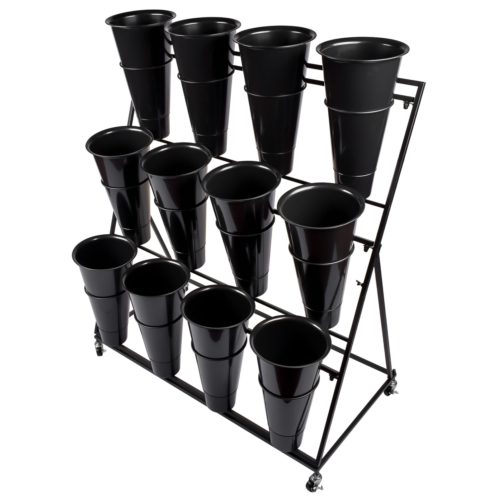 Mustrod 3-Layer Flower Display Stand Movable Metal Plant Shelf Ladder ...
