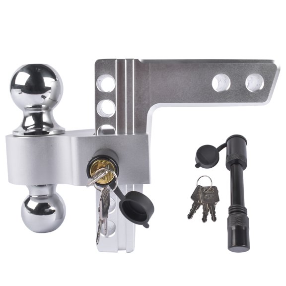 Mustrod 6" Drop Aluminum Adjustable Trailer Hitch Fits 2" Receiver with 2-5/16" Hitch Ball 12500 LBS