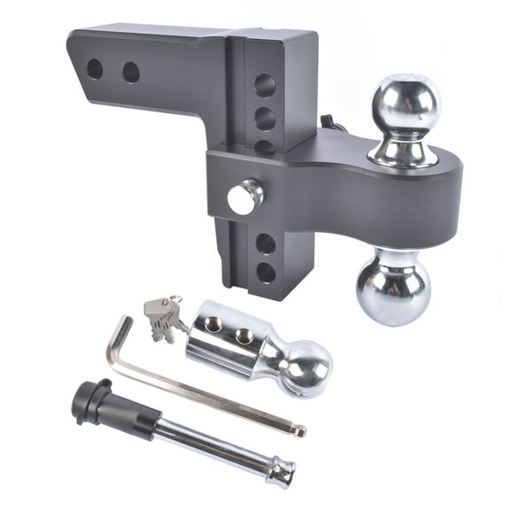 Mustrod 6" Drop/Rise Adjustable Trailer Tow Hitch Fits 2.5" Receiver 18500 LBS Tri Balls (1-7/8",2",2-5/16") with Dual Pin Key Locks