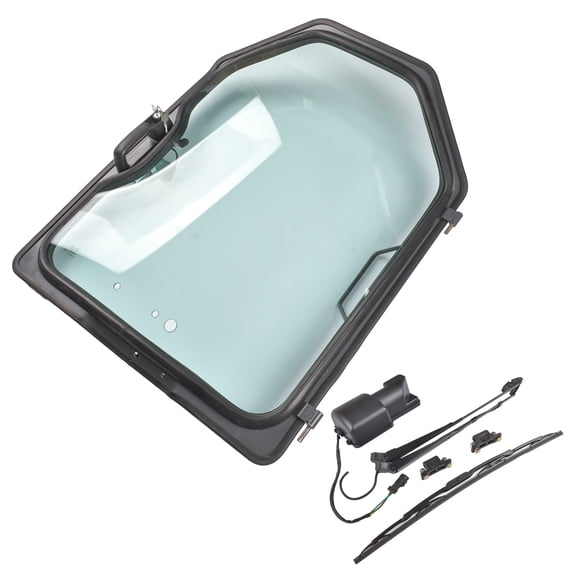Mustrod 7109665 6729776 Window Assembly Kit w/ Windshield Glass + Wiper + Motor for Bobcat S100 S130 S150 S160 S175 S185