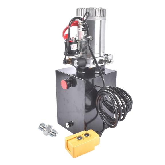 Mustrod 8 Quart Hydraulic Power Unit 3200 PSI Dump Trailer Pump 12V DC 0.91 GPM Flow Rate Single Acting