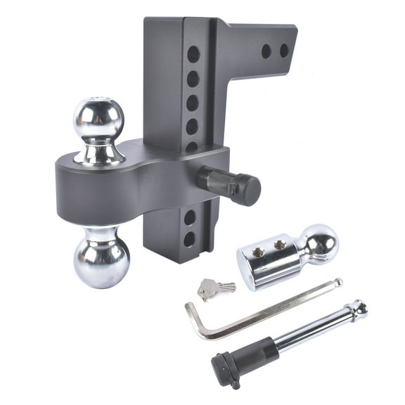Mustrod Adjustable 8" Drop/Rise Trailer Tow Hitch 18500LBS Fits 2.5" Receiver Tri Hitch Balls with Dual Pin Locks Black