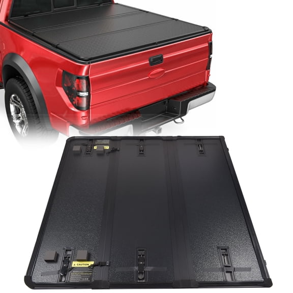 Mustrod For 2022-2024 Ford Maverick Truck Bed 4.6FT Hard Tonneau Cover Tri-Fold Waterproof Black