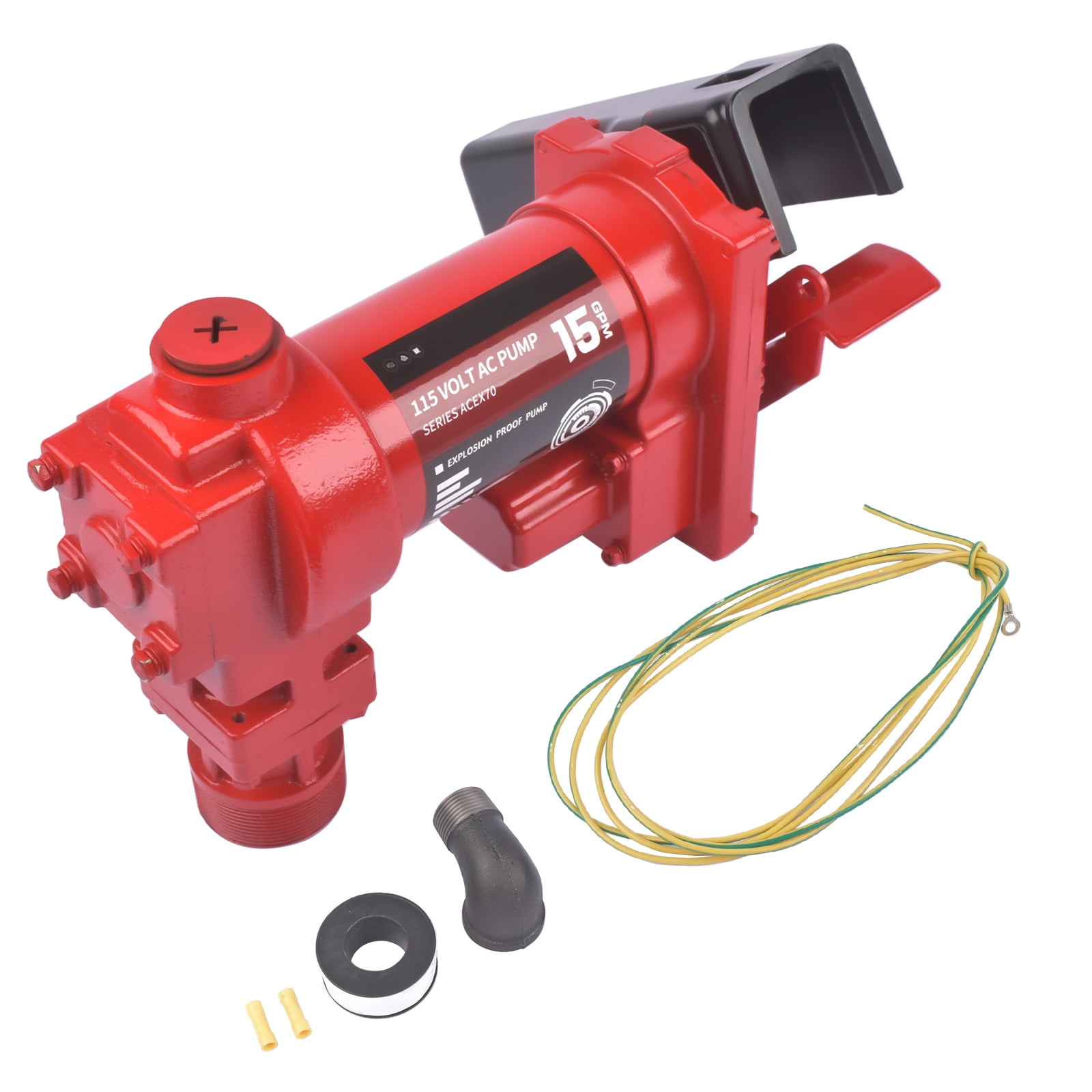Mustrod Heavy Duty Fuel Transfer Pump 115V 15GPM for Gas Gasoline Kerosene Diesel Truck Tractor Red