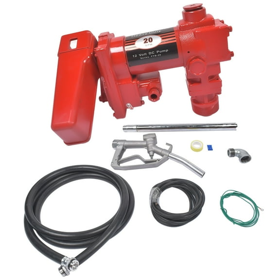 Mustrod Red Fuel Transfer Pump 12V 20 GPM for Diesel Gas Gasoline Kerosene Tractors Boats Trimmers