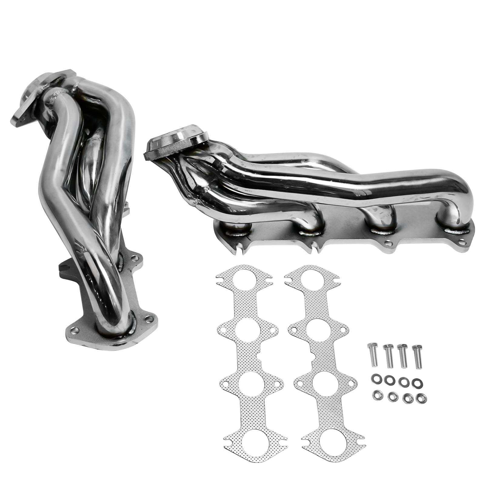 Mustrod Stainless Steel Shorty Exhaust Manifold Header for 2004-2010 Ford F-150 5.4L V8