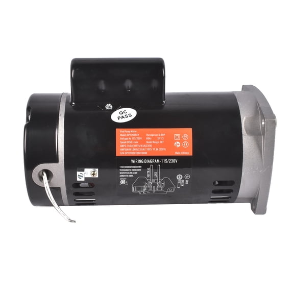 Mustrod Swimming Pool Pump Motor B2855 2HP 230V 3450RPM 56Y Frame Single-Speed with Square Flange