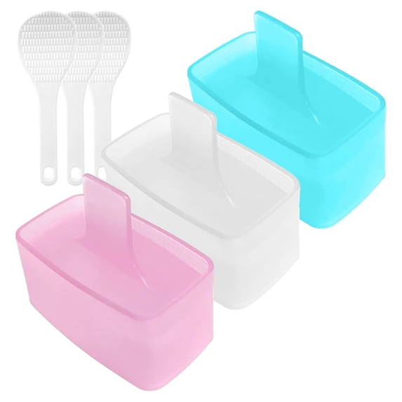 Musubi Mold, 3 Pack Musubi Maker Press, Non-Stick Onigiri Mold Maker Sushi Press Mold for Musubi Home DIY, Lunch Bento with 3 Rice Ladles, Multisize