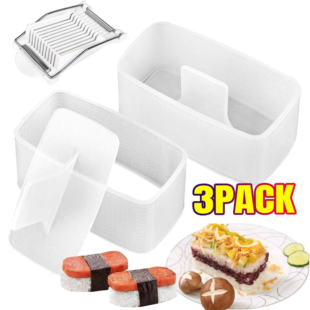 Making Rice Musubi With Formed Containers Musubi Mold Kit - 2 Pack Non-Stick Musubi Press Mold with Rice Paddle ...