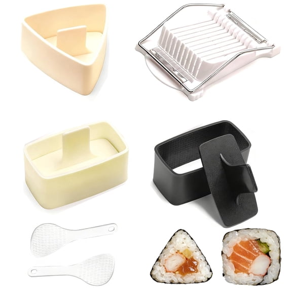 Musubi Mold Kit, Musubi Press Molds with Musubi Maker, Triangle Onigiri Mold, Rice Paddle, Luncheon Meat Slicer