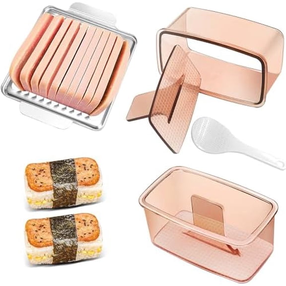 Musubi Press Mold, 2 Pack Onigiri Mold Hawaiian Musubi Maker Kit with 304 Stainless Steel Luncheon Meat Slicer for SPAM$$Home Decor, Kitchen, & Other