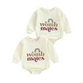 thumbnail image 1 of Musuos 2 Pack for Baby Girls Boys Sweatshirts Rompers 0-18Months Twins Clothes Rainbow Letter Print Long Sleeve Newborn Fall Bodysuits, 1 of 8