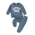 thumbnail image 1 of Musuos 2-Piece Toddler Boys Set 0-3Years Letter Embroidered Long Sleeve Round Neck Sweatshirt Drawstring Pocket Pants Outfits, 1 of 9