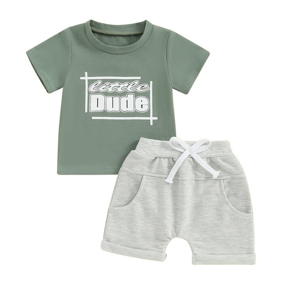 Musuos 2Pcs Baby Boy Spring Outfits 6 12 18 24M 3T Short Sleeve Letter Print Tops + Shorts Set Newborn Clothes