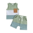 thumbnail image 1 of Musuos 2Pcs Baby Boy Summer Outfits 6 12 18 24M 3Y Sleeveless Contrast Color Pocket Tank Tops + Shorts Set Toddler Clothes, 1 of 10