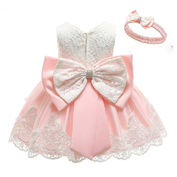 Musuos 2pcs Newborn Baby Girl Dress Lace Princess Tutu Party Dress + Headband Outfits