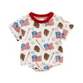 thumbnail image 1 of Musuos 4th of July Baby Summer Romper 3M 6M 12M 18M Baseball Flag Print Short Sleeve Newborn Jumpsuit for Boy Girls Cute Clothes, 1 of 9