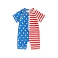 thumbnail image 1 of Musuos 4th of July Toddler Boys Rash Guard Swimsuit 6 12 18 24M 3Y Short Sleeve Stripe Star Print Zipper Bathing Suit Kids Swimwear, 1 of 9
