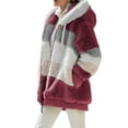 thumbnail image 1 of Musuos Autumn Winter Outwear Women Fleece Hooded Coats Warm Female Patchwork Zip-up Plush Jackets, 1 of 3