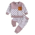 thumbnail image 1 of Musuos Baby Boy 2 Piece Outfits 6 12 18 24M 3T Plaid Long Sleeve Sweatshirt with Pocket and Elastic Pants for Toddler Fall Clothes, 1 of 10