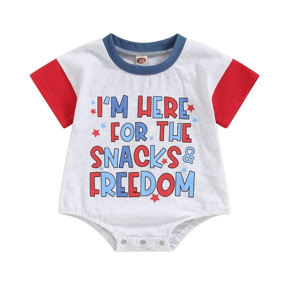 Musuos Baby Boy 4th of July Romper 3M 6M 12M 18M Fashion Short Sleeve Round Neck Letter Print Bodysuit Newboen Independence Day Playsuit