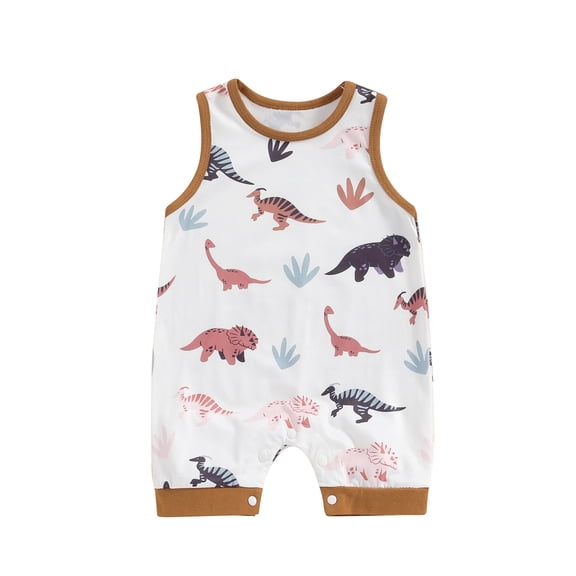 Musuos Baby Boy Casual Tank Romper 3M 6M 12M 18M Dinosaur Print Round Neck Sleeveless Jumpsuit Ifant Summer Clothes