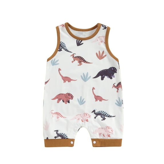 Musuos Baby Boy Casual Tank Romper 3M 6M 12M 18M Dinosaur Print Round Neck Sleeveless Jumpsuit Ifant Summer Clothes