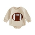 thumbnail image 1 of Musuos Baby Boy Fall Romper 3M 6M 12M 18M Football Embroidered Long Sleeve Round Neck Jumpsuits for Daily Casual, 1 of 9