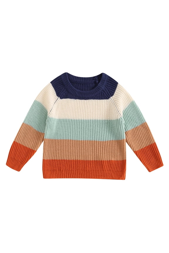 Baby Boy Fall Winter Sweater 3 6 12 18 24M 3Y Contrast Color Warm Knitted Long Sleeve Pullover Soft Knitwear for Toddler