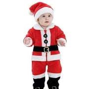 Musuos Baby Boy Girl Santa Claus Christmas Costume Fancy 4PCS Xmas Outfits Sets