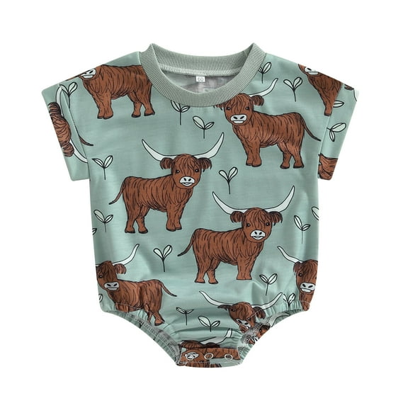 Musuos Baby Boy Romper, 3 6 12 18M Sleeveless Round Neck Cow Print Western Bodysuit Newborn Clothes