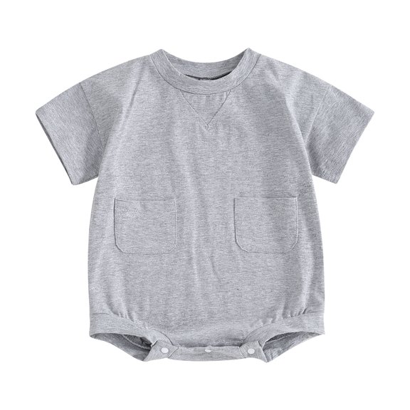 Musuos Baby Boy Romper, 6 9 12 18M Long Sleeve Crew Neck Solid Fall Bodysuit Clothes with Pockets for Casual Daily