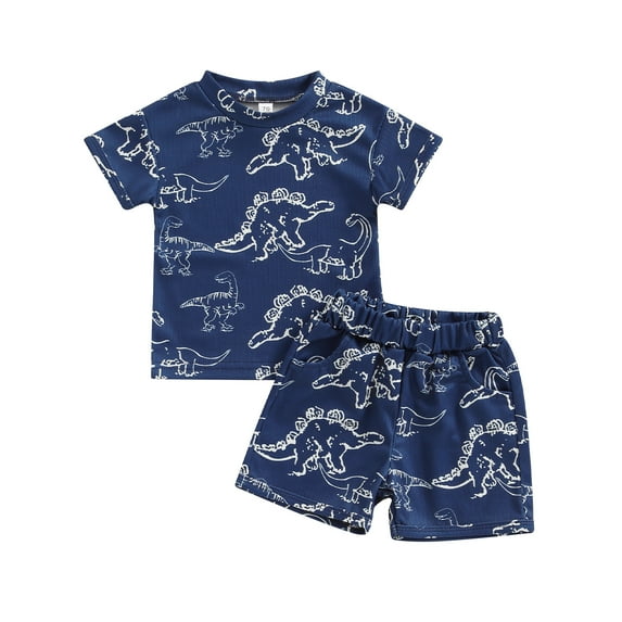 Musuos Baby Boy Summer Outfits 3 6 12 18 24M 3Y Short Sleeve Dinosaur Print T-Shirt + Pocket Shorts Set Toddler Casual Clothes