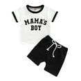 thumbnail image 1 of Musuos Baby Boys 2Pcs Summer Outfits, 6 12 18 24M Short Sleeve Letter Print T-Shirts + Pocket Shorts Set, 1 of 9