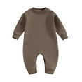 thumbnail image 1 of Musuos Baby Boys Girls Fleece Sweatshirts Rompers 3 6 9 12 18M Long Sleeve Solid Color Jumpsuits Fall Toddler Clothes Bodysuits, 1 of 10