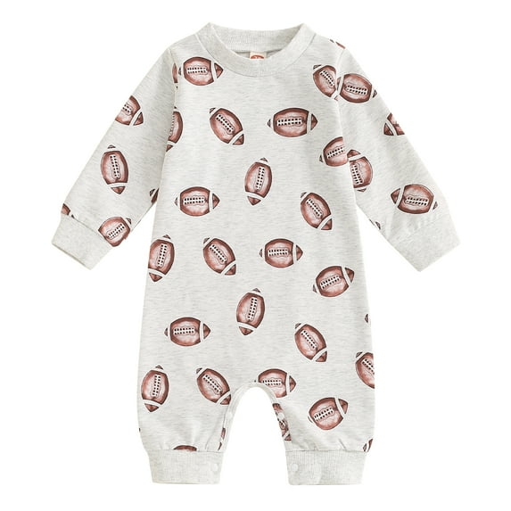 Musuos Baby Boys Girls Jumpsuits 0-18Months Long Sleeve Round Neck Football Print Rompers Infant Newborn Clothes