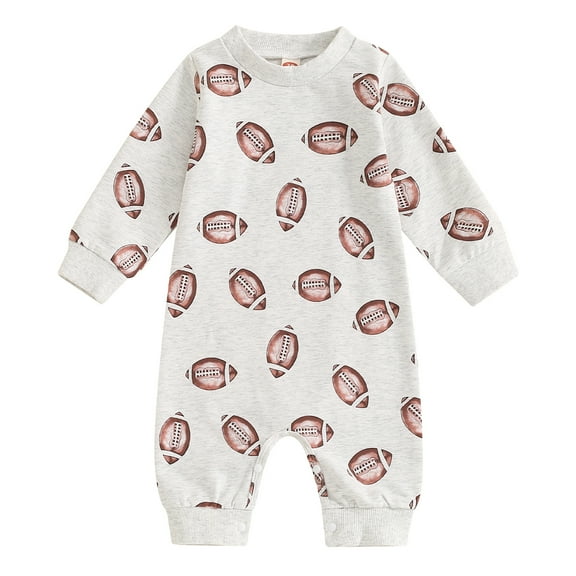 Musuos Baby Boys Girls Jumpsuits 0-18Months Long Sleeve Round Neck Football Print Rompers Infant Newborn Clothes