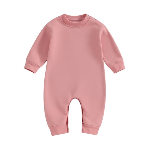 Musuos Baby Boys Girls Plain Sweatshirt Romper 3 6 9 12 18Months Solid Color Fleece Long Sleeve Jumpsuit for Newborn Casual Clothes