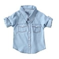 thumbnail image 1 of Musuos Baby Boys Girls Shirt 1-6T Adjustable Sleeve Lapel Button Down Denim Blouse Casual Top, Blue, 1 of 1