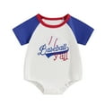 thumbnail image 1 of Musuos Baby Boys Girls Summer Romper 3M 6M 12M 18M Short Sleeve Crew Neck Baseball Embroidery Bodysuit Newborn Summer Playsuit, 1 of 9