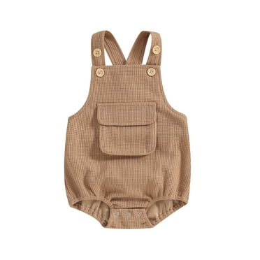 Musuos Baby Boys GirlsOveralls Jumpsuit 3M 6M 12M 18M Summer Solid Color Sleeveless Romper with Pocket for Newborn Infant
