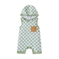 thumbnail image 1 of Musuos Baby Boys Hooded Jumpsuit 3M 6M 12M 18M Checkerboard Pocket Sleeveless Hoodies Romper Summer Clothes for Infant, 1 of 10