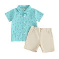 thumbnail image 1 of Musuos Baby Boys Shorts Set, 12 18 24M 3 4T Short Sleeve Dinosaur Flamingo Shark Print Shirt with Shorts Toddler Summer Outfit, 1 of 10