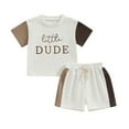 thumbnail image 1 of Musuos Baby Boys Shorts Set, 6 12 18 24M 3T Contrast Color Short Sleeve Letters Print T-shirt with Elastic Waist Shorts Summer Outfit, 1 of 10
