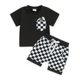 thumbnail image 1 of Musuos Baby Boys Shorts Set, 6 12 18 24M 3T Short Sleeve Crew Neck T-shirt with Plaid Shorts Summer Outfit, 1 of 10