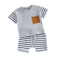 thumbnail image 1 of Musuos Baby Boys Shorts Set, 6 12 18 24M Short Sleeve Crew Neck T-shirt with Striped Shorts Summer Outfit, 1 of 10