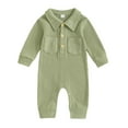 thumbnail image 1 of Musuos Baby Boys Spring Fall Jumpsuit, 3M 6M 12M 18M Long Sleeve Turn-down Collar Solid Romper Casual Newborn Clothes, 1 of 9