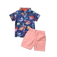thumbnail image 1 of Musuos Baby Boys Summer Clothes Set Short Sleeve Lapel Ocean World Fish Print Shirt+Solid Color Shorts Kids 2Pcs Casual Outfits, 1 of 8